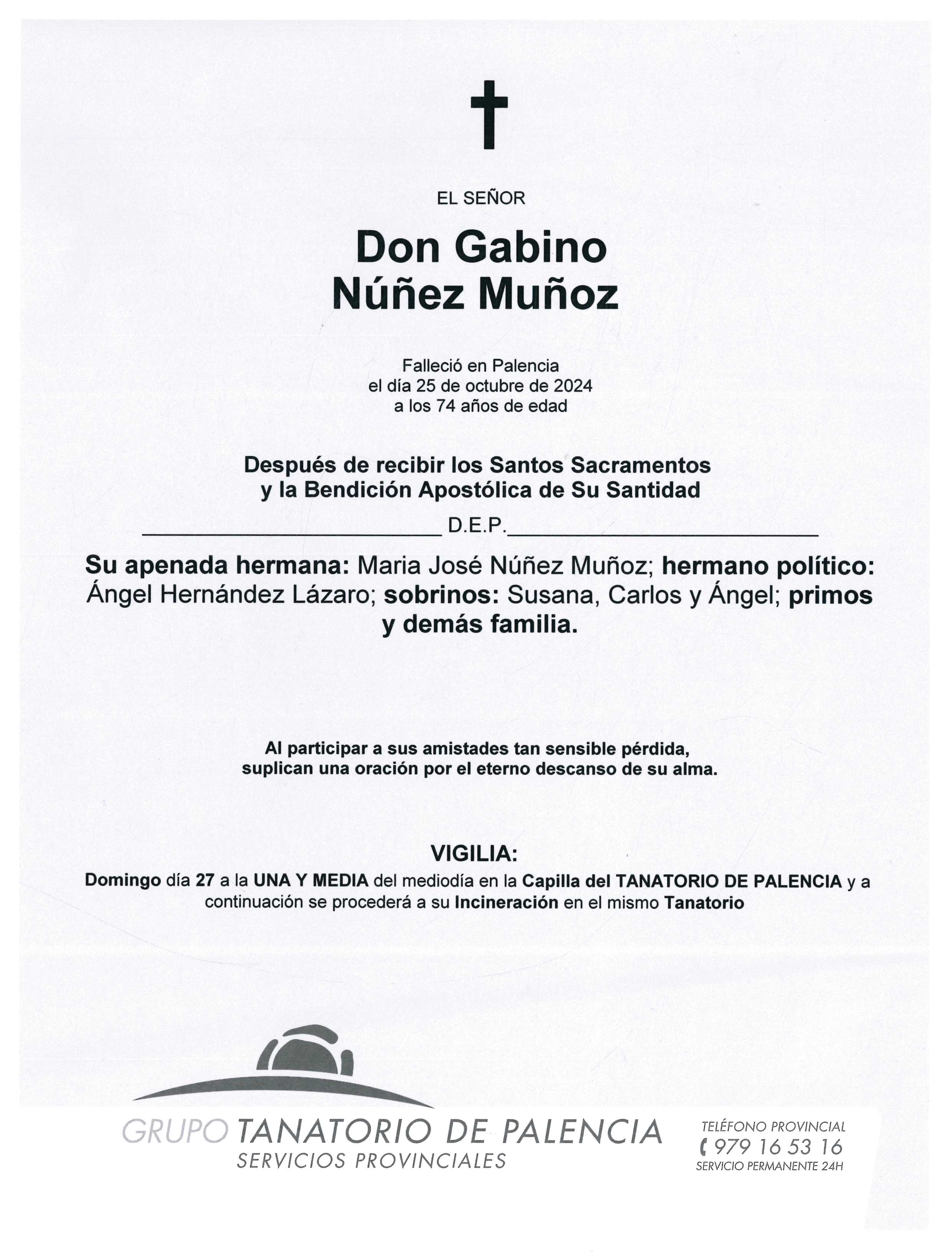 EL SEÑOR DON GABINO NÚÑEZ MUÑOZ